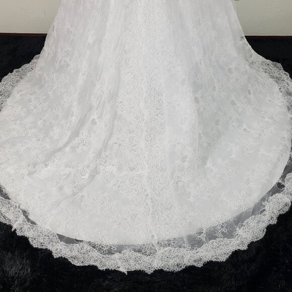 NWT~$2750~DEMETRIOS~10/12~WHITE STRAPLESS RHINESTONE BEADED LACE WEDDING DRESS - Picture 14 of 16